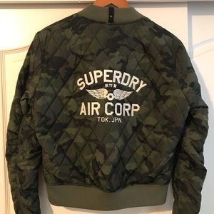 Japanese brand SuperDry camo bomber jacket.